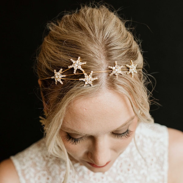 Celestial Bridal Hairpiece | Star Bridal Headpiece  | Star Wedding Headband | Crystal Bridal Hairpiece | Star Hairband | Astra 50% off