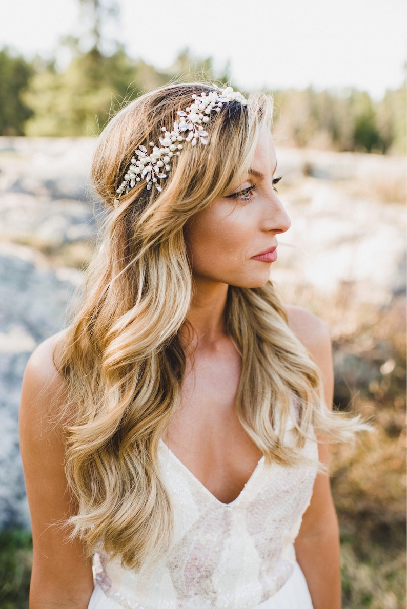 Bridal Hair Wreath Wedding Hair Piece Bridal Headpiece Wedding Hair Accessories Bridal Hair Vine Pearl Hair 50% Libby image 4