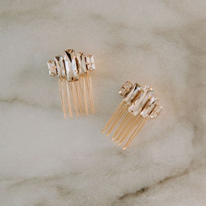 Crystal Bridal Hair Pins | Art Deco Hairpin Set | Rhinestone CZ Wedding Hair Pins | Crystal Hair Combs | Tribeca Hair Comb Set