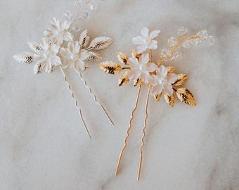 Gold Bridal Hair Pin | Gold Leaf Hairpin | Flower Hair Comb | Leaf Hair Pin | Gold Flower Wedding Hair Comb | Jolie Hair Pin