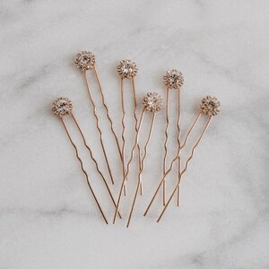 Rose Gold Bridal Hair Pins Crystal Flower Hair Pins Set of Bridal Hair Pins Rose Gold Headpiece Flower Wedding Hair Pins Delphine image 2