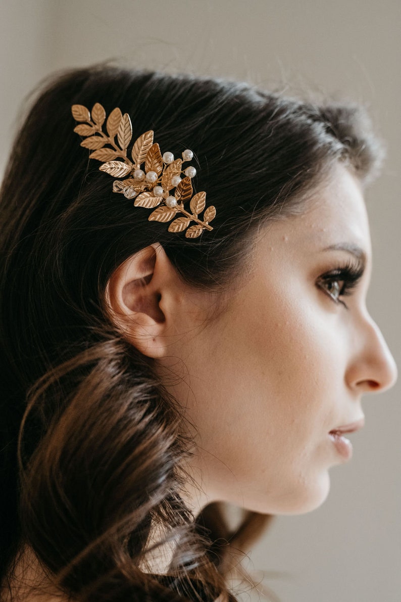 Gold Leaf Hair Comb Gold Leaf Hair Piece Bridal Hair Comb Etsy Canada