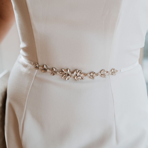 Écharpe de mariée en perles de cristal | ceinture de mariée perlée | écharpe de mariage avec strass | Ceinture pour robe de mariée en perles | Ceinture en bruyère
