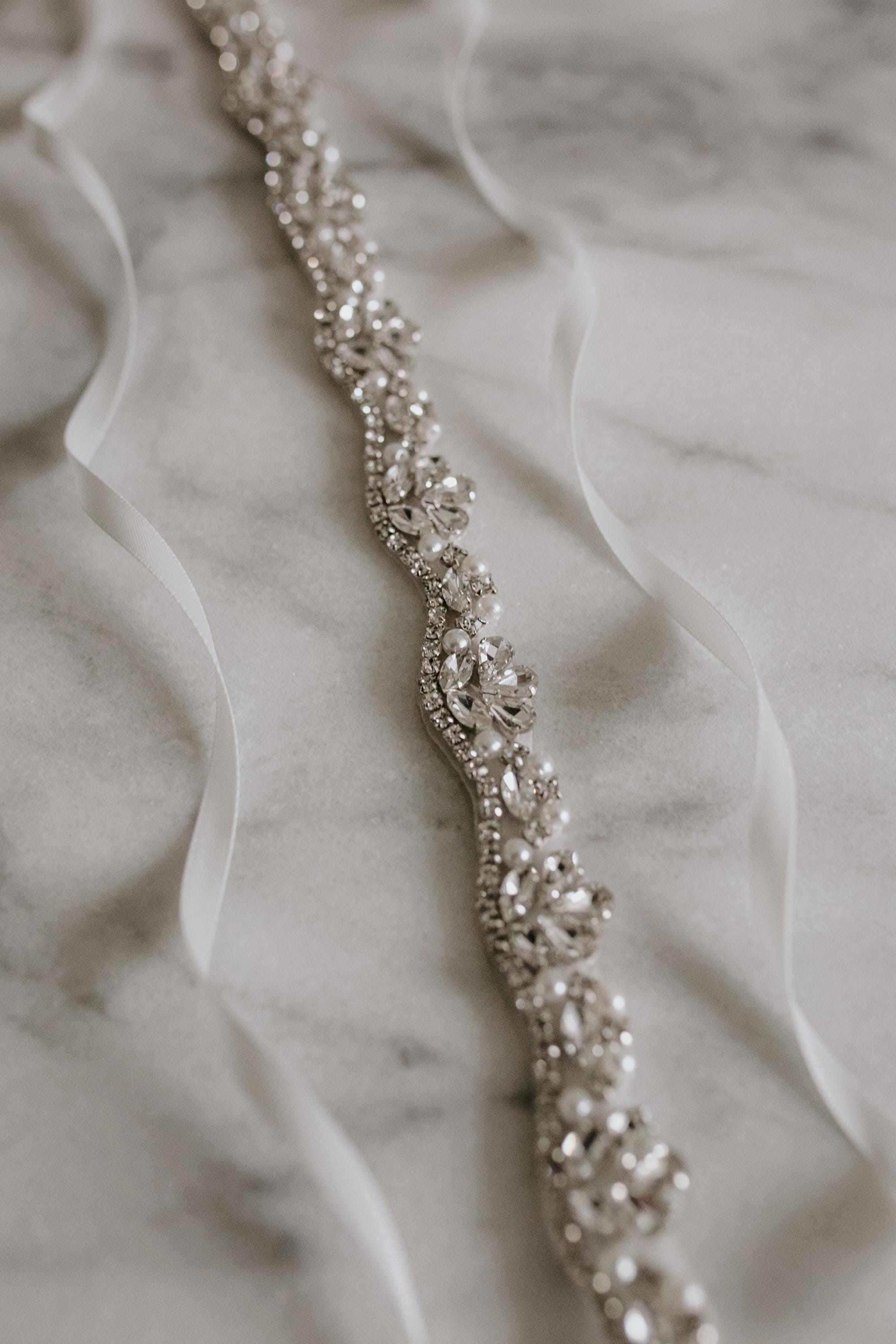 Beaded Pearl Sash Flowers Beaded Lace Pearl Sash – DUNTERY main image 3