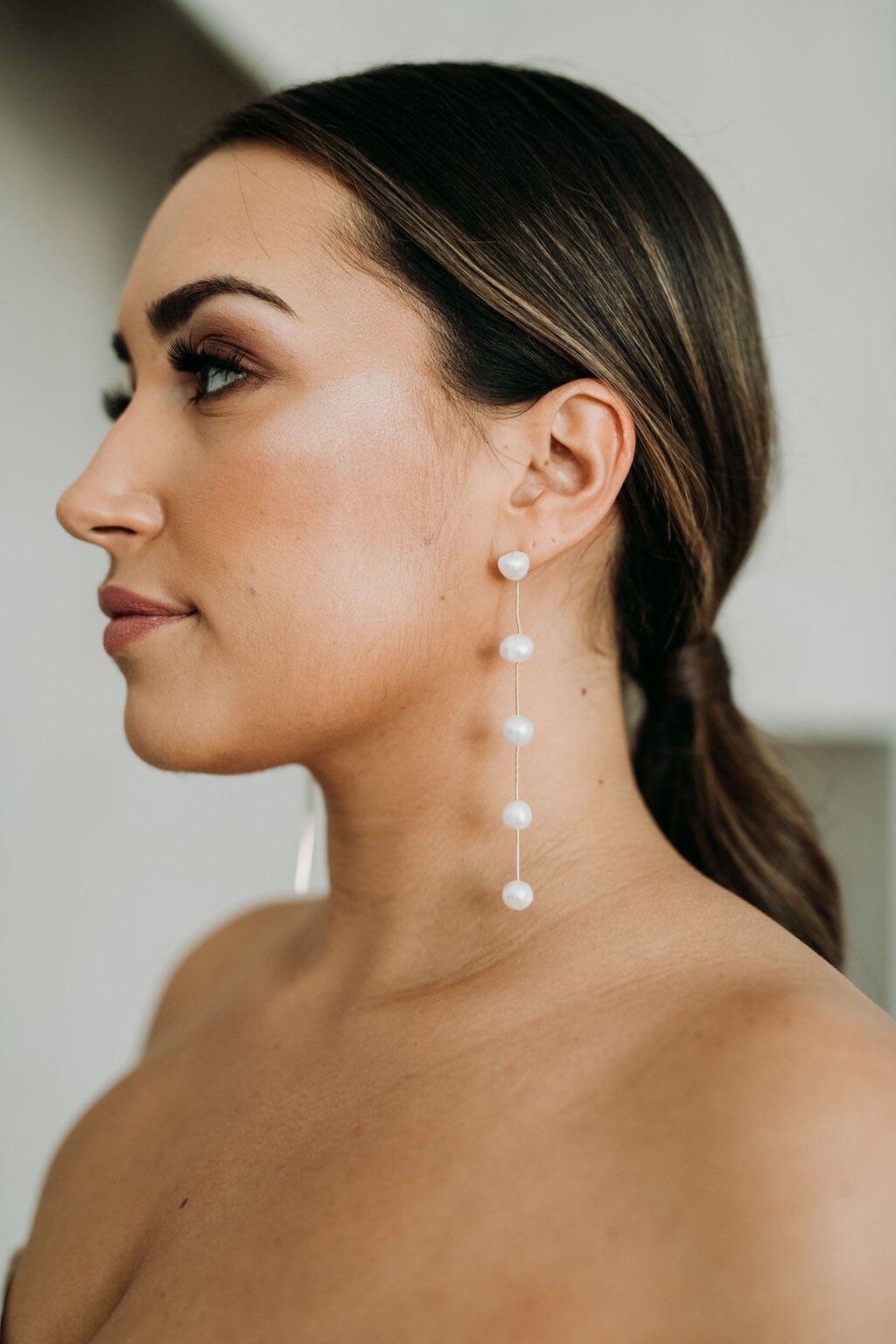 Pearl Bridal Drop Earrings | Minimalist Pearl Earrings