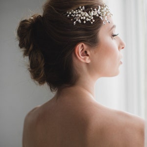 Bridal Hair Wreath Wedding Hair Piece Bridal Headpiece Wedding Hair Accessories Bridal Hair Vine Pearl Hair 50% Libby image 3