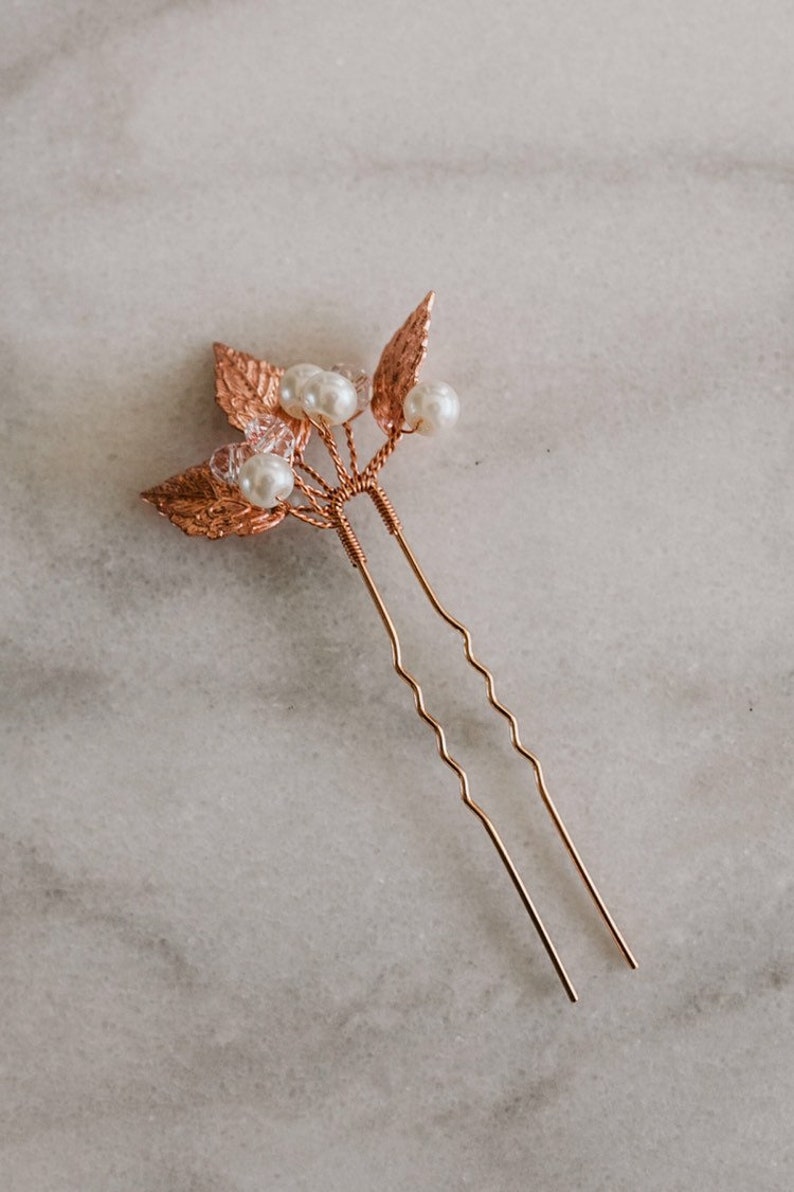 Rose Gold Hair Pins Leaf Hair Pin Bridal Hair Pin Set Etsy