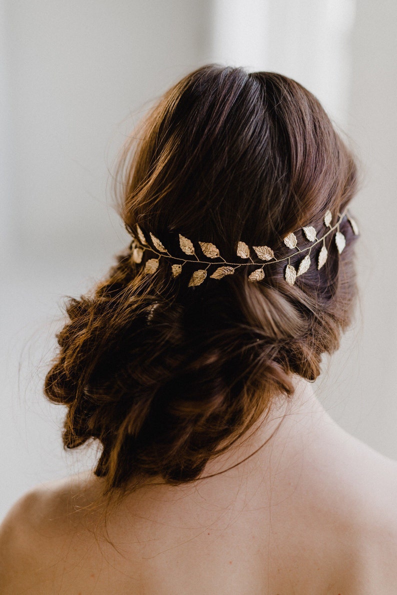 Rose Gold Leaf Bridal Headband Rose Gold Vine Headpiece Etsy UK