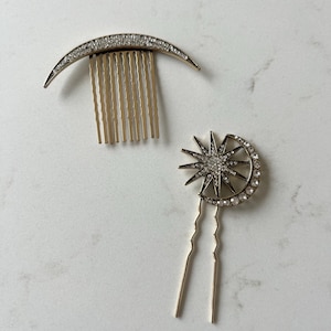 Star Hair Comb and Pin Set | Celestial Hair Piece | Star Bridal Hair Comb | Celestial Hair Pin | Star Hair Comb Pin Combo