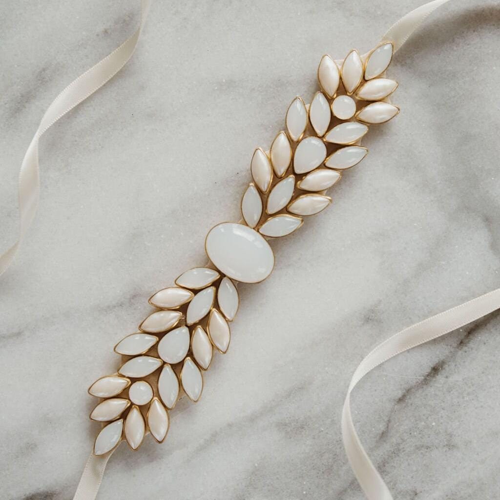 Opal Bridal Belt Pearl Bridal Sash Art Deco Inspired Wedding Dress Belt Gold Bridal Belt Sash Camden