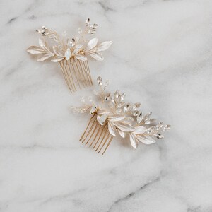 Opal Hair Comb Crystal Bridal Hair Comb Bridal Headpiece Wedding Hair Piece Gold Leaf Hair Comb Effie Headpiece image 6