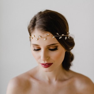 Bridal Hair Vine | Crystal Hair Vine | Gold Leaf Hair Vine | Bridal Headpiece | Gold Leaf Crown | Crystal Leaf Headpiece | Gold Nora Vine 50