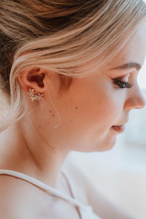 Crystal Flower Earrings Flower Bridal Earrings Crystal - Etsy Canada