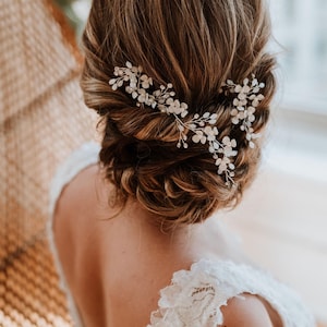 Bridal Hair Piece Bridal Hair Comb Wedding Hair Comb Bridal Headpiece Flower Hair Pin Bridal Hair Vine Bronwyn Hair Pin Trio image 1