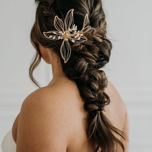 Gold Flower Hair Comb Boho Bridal Hair Comb Wedding Hair Piece Gold Floral Headpiece Flower Headpiece Maude Hair Comb image 2