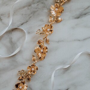 Boho Floral Sash | Gold Bridal Vine Sash | Gold Flower Bridal Sash Belt ...