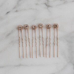 Rose Gold Bridal Hair Pins Crystal Flower Hair Pins Set of Bridal Hair Pins Rose Gold Headpiece Flower Wedding Hair Pins Delphine image 3