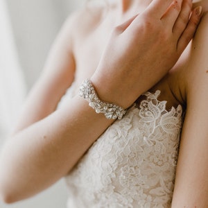 Silver Bridal Cuff Crystal Wedding Cuff Crystal Bridal Bracelet Rhinestone Cuff Bracelet Adelaide Bridal Cuff image 3