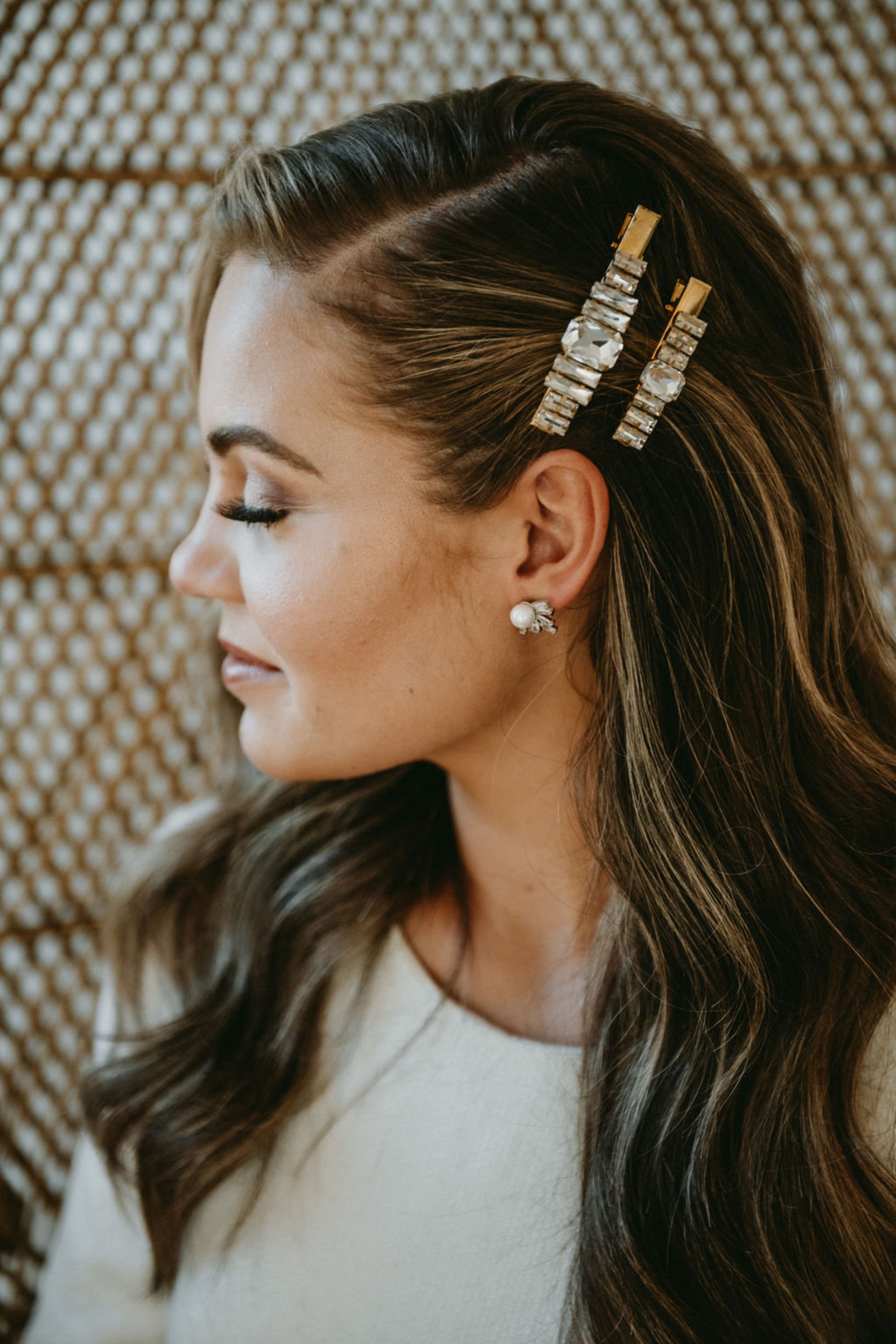 Bridal Hair Clip Crystal Hair Clip Set Gold Headpiece Etsy