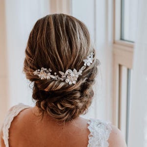 Bridal Hair Vine | Silver Bridal Hairpiece | Boho Bridal Headpiece | Hair Comb for Wedding | Flower Hair Vine | Silver Hair Comb | Juniper