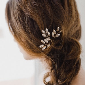 Crystal Hair Pins Bridal Hair Pins Silver Hair Pins Wedding Hair Pins Leaf Hair Comb Crystal Leaf Hair Pins Nora 50% off image 1