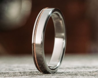 Men's Titanium Wedding Band with Guitar String - The Songwriter - Rustic and Main