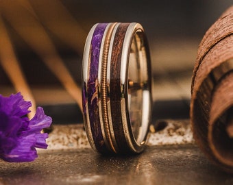 CUSTOM GUITAR RING - Gestalte deinen eigenen Gitarren String Ring mit 10k Gold, 14k Gold oder Titan, plus andere - Blumen, Whiskey Barrel, und mehr!