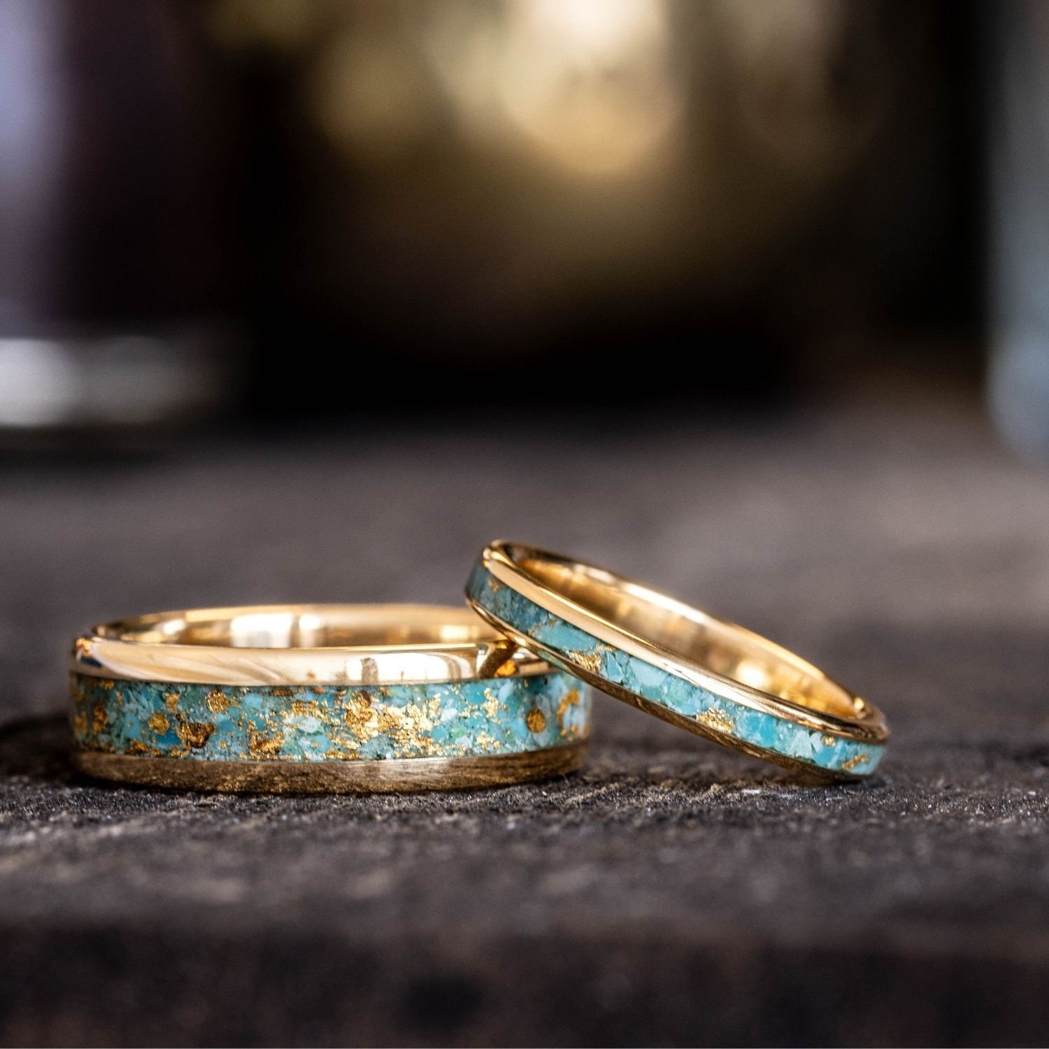 Gold and turquoise wedding band sale