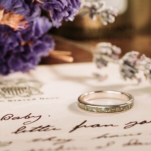 Peridot and Recycled Gold Ring for Women - The Aurora Womens Wedding Band with Silver and Gold Flakes - Rustic and Main