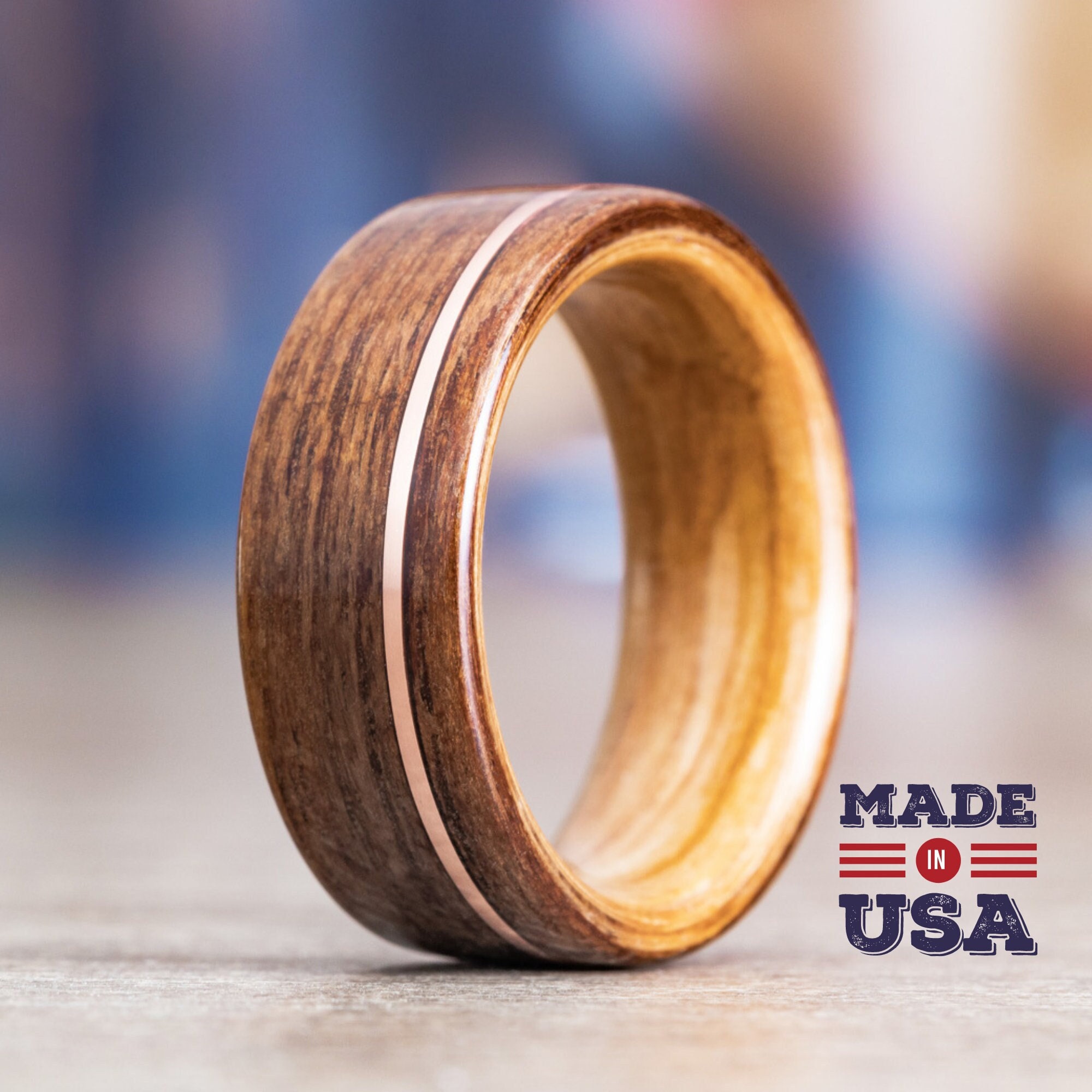 USS North Carolina Teak Wood and Whiskey Barrel with Copper Men's…