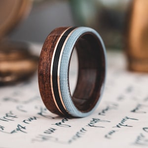 CREATE YOUR OWN Wood Ring Customize a Wedding Band or Promise Ring Turquoise, Whiskey Barrel Wood, Dino Bones, Guitar String, & More image 6