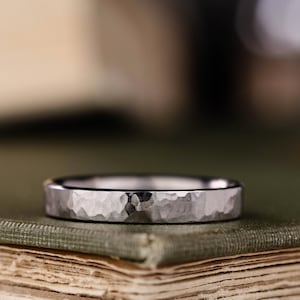 4mm Mens Hammered Titanium Wedding Band - The Arche - Rustic and Main