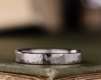 4mm Hammered Titanium Wedding Band for Men - The Arche - Rustic and Main