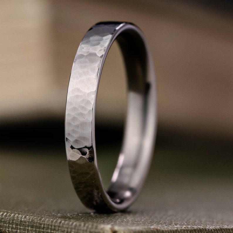 4mm Mens Hammered Titanium Wedding Band - The Arche - Rustic and Main