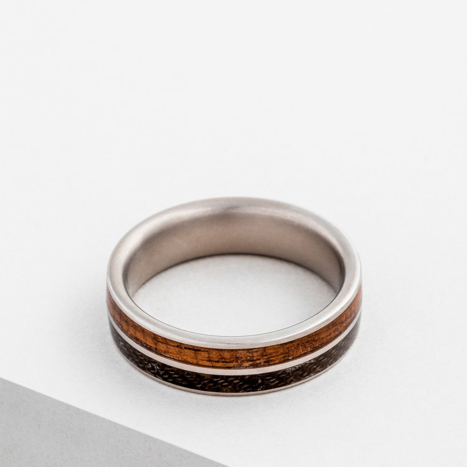 The World War I | Men's Rifle Stock Wood Wedding Band with WWI Uniform & Metal Inlay | Rustic and Main