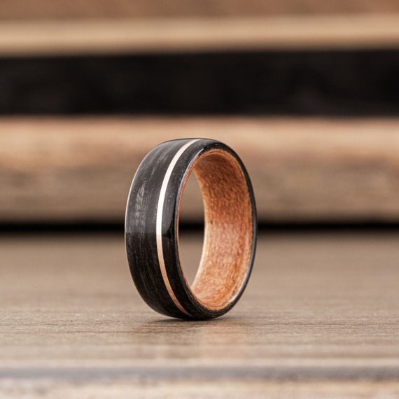 Men s Whiskey Barrel Wood Black Cherry Tree Wood Ring With