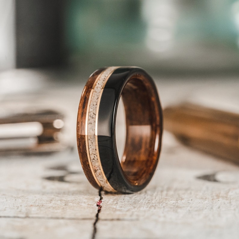 CREATE YOUR OWN Wood Ring Customize a Wedding Band or Promise Ring Turquoise, Whiskey Barrel Wood, Dino Bones, Guitar String, & More image 5