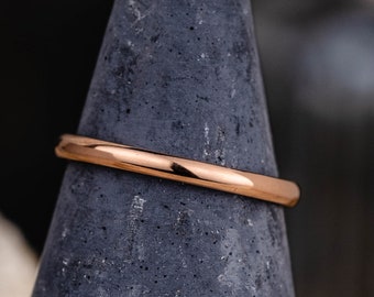 10k Rose Gold 2mm Women's Stacking Ring - The Meridian - Rustic and Main