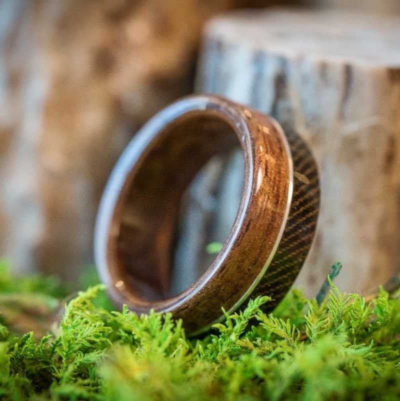 The World War I | Men's Rifle Stock Wood Wedding Band with WWI Uniform & Metal Inlay | Rustic and Main