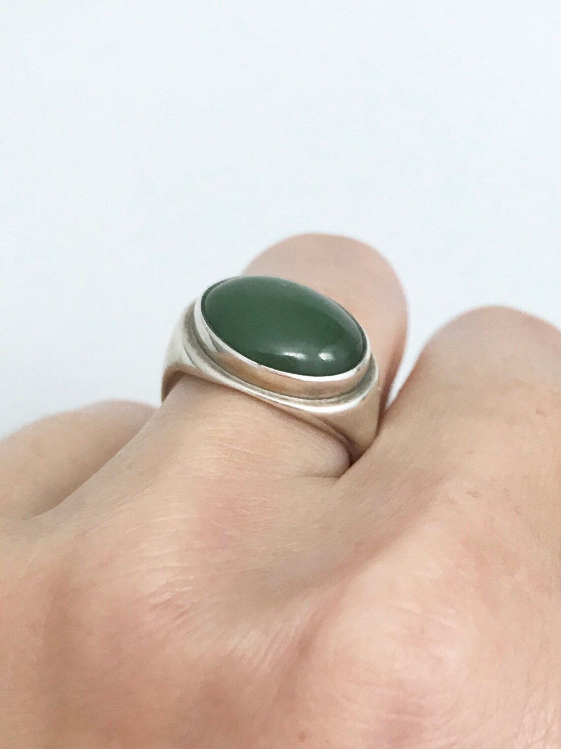 Sterling silver Jade ring. Etsy