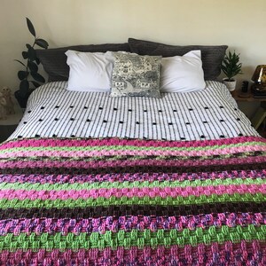 Handmade Multicolored Crochet Blanket / Colorful Afghan Blanket