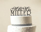 Custom Wedding Cake Topper - Personalized Monogram Cake Topper - Mr and Mrs - Cake Decor - Bride and Groom