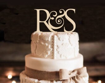 Custom Wedding Cake Topper - Personalized Monogram Cake Topper - Initial Cake Topper - Cake Decor - Bride and Groom