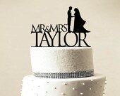 Custom Wedding Cake Topper - Personalized Monogram Cake Topper - Mr and Mrs - Cake Decor - Bride and Groom
