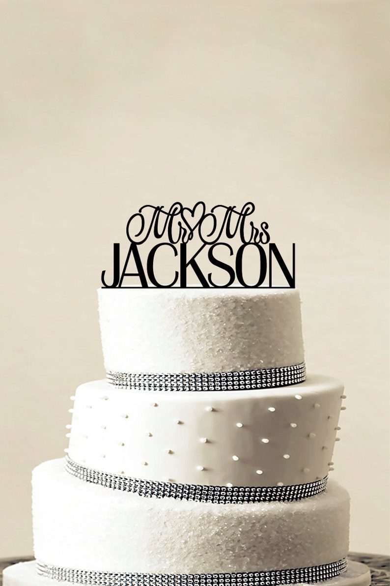 Custom Wedding Cake Topper - Personalized Monogram Cake Topper - Mr and Mrs - Cake Decor - Bride and Groom 