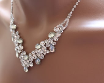Bridal jewelry set,  Crystal Necklace with Earring, wedding jewelry set, Bridesmaid Crystal Jewelry Set