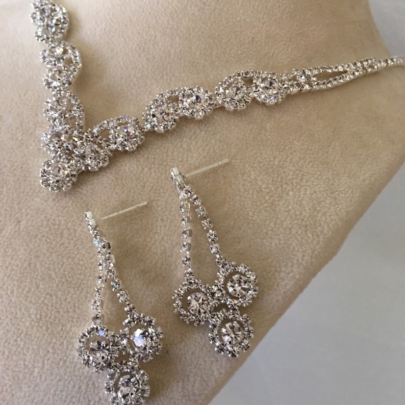 Costume Jewelry Wedding Set Bridal jewelry necklace,setRhinestone Necklace with Earring,wedding jewelry set