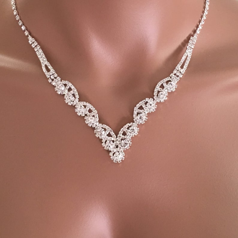Costume Jewelry Wedding Set Bridal jewelry necklace,setRhinestone Necklace with Earring,wedding jewelry set