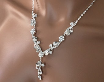 Bridal jewelry set,  Crystal Necklace with Earring, wedding jewelry set, Bridesmaid Crystal Jewelry Set