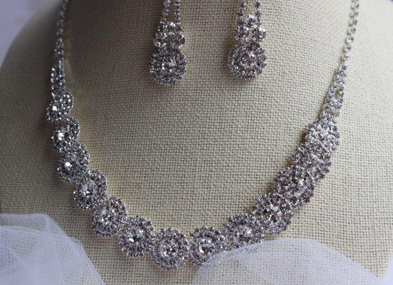 Flower Bridal jewelry set,Crystals, Custom Jewelry Wedding Set image 4